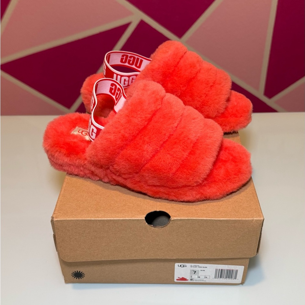UGG Fluff Yeah Women Slides - Coral - Picture 6 of 6